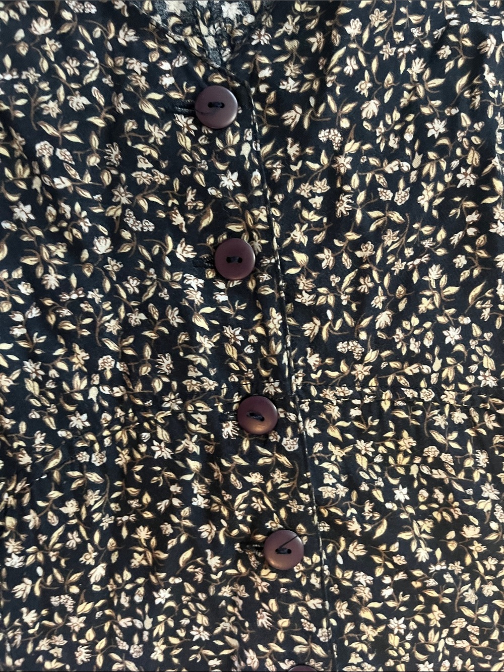 Vintage New York Studio Navy Floral Button-Front Midi Short Sleeve Dress 12 - Picture 3 of 7